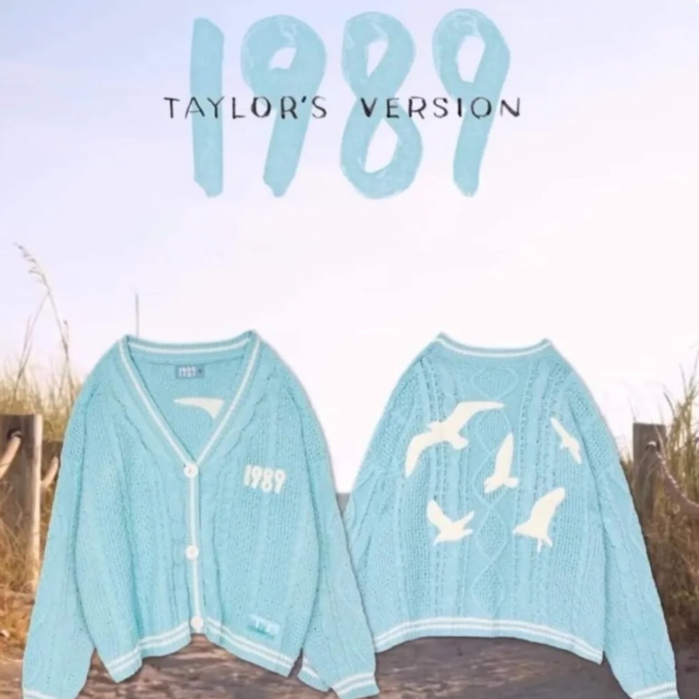 75. 1989 Spring Summer Turquoise Blue Cable Cardigan made famous by Taylor Swift